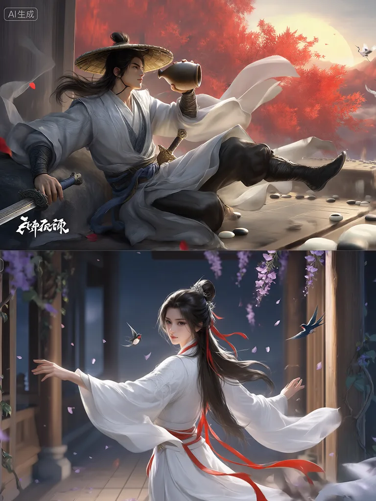 Qwen_武侠风格游戏美宣插画（LORA）