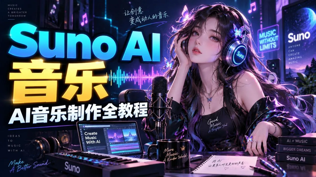 Suno新手完整做歌教程：K-pop与古风R&amp;B从歌词Skill、风格提示词、参数设置到生成成品，一条视频讲清两种热门曲风制作流程